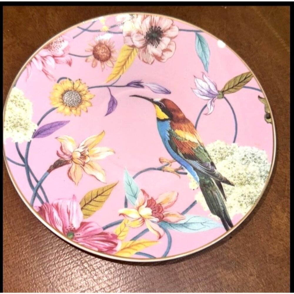 Grace Teaware Floral Bird Porcelain Decorative Plate